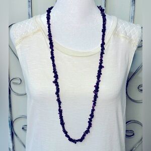 Artisan amethyst chip bead single strand necklace #1163